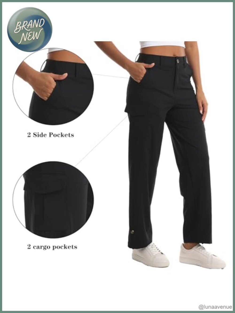 Women's Lightweight Hiking Cargo Pants 5 Pockets Straight Leg - Picture 2 of 6